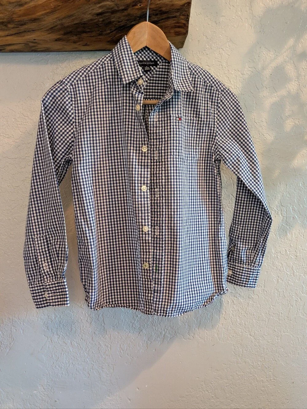 Tommy Hilfiger Navy and White Gingham Button-Down Shirt